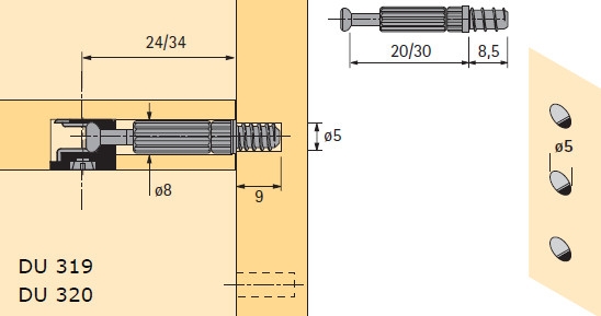 Kolík HET TWISTER DU 320 T 5,0 × 30 mm euro k zašroubování černý