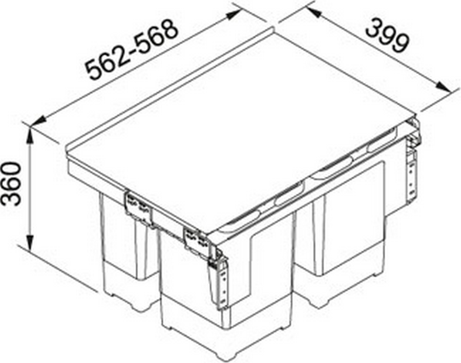 Koš odpad. FRANKE GARBO 60-4 2 × 8l, 2 × 12l