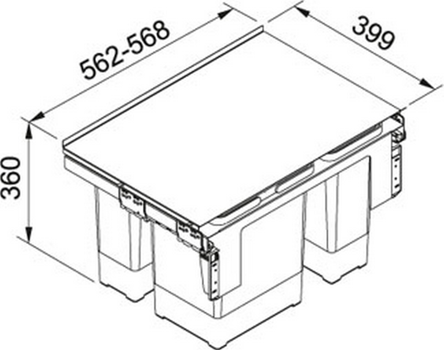 Koš odpad. FRANKE GARBO 60-3 1 × 12l, 1 × 18l, 1 × 8l